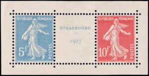 FRANCIA/SELLOS, 1927 - SEMBRADORAS SOBRE FONDO PLENO - YV 242A - PAR CON ENTRECINTA - NUEVO CON BISAGRA