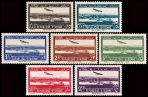 SIRIA (REPUBLICA) SELLOS, 1940 - CORREO AEREO - PUENTE DE DEIR - AVIONES - YV A 87/93 - 7 VALORES - HINGED