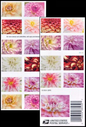 ESTADOS UNIDOS/SELLOS, 2024 - FLORES - DALIAS - CARNET AUTOADHESIVO - NUEVO