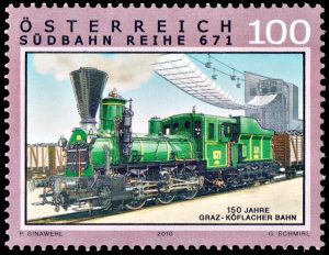 AUSTRIA/SELLOS, 2010 - TRENES - LOCOMOTORA A VAPOR SUDBAHN REIHE 671 - 1 VALOR - MINT