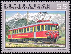 AUSTRIA/SELLOS, 2005 - TREN ELECTRICO - LOCOMOTORA - MONTAFONERBAHN ET 10.103 - YV 2381 - 1 VALOR - MINT