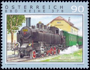 AUSTRIA/SELLOS, 2011 - TRENES - LOCOMOTORA A VAPOR  BBO REIHE 378 - YV 2776 - 1 VALOR - MINT
