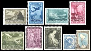 ARGENTINA - 1951 COMPLETE YEAR - 5 COMMEMORATIVE STAMPS + 2 DEFINITIVES + 2 AIRMAIL - MNH