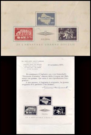 CROACIA/SELLOS, 1945 - S.S. CROATAS - MICHEL  BL 8 + YV BL 9 - BLOQUE - CON CERTIFICADO DE AUTENTICIDAD - MINT