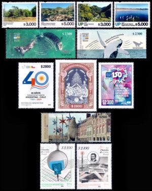 ARGENTINA - 2024 FULL YEAR - 8 COMMEMORATIVE STAMPS + 2 DEFINITIVE STAMPS + 2 U.P. STAMPS - MNH