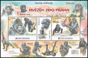 REPUBLICA CHECA/SELLOS, 2024 - ESTRELAS DEL ZOO DE PRAGA - GORILAS - BLOQUE - MINTNUEVO