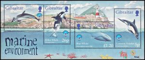 GIBRALTAR/SELLOS, 1998 - MEDIO AMBIENTE MARINO - BALLENAS Y DELFINES - YV BF 32 - MINT