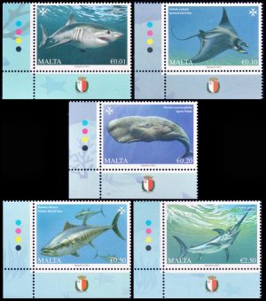 MALTA/SELLOS, 2023 - PECES - CETACEOS - YV 2121/25 - 5 VALORES - MINT