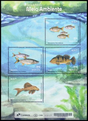 BRASIL/SELLOS, 2024 - AMERICA UPAEP - MEDIO AMBIENTE - PECES - BLOQUE - MINT