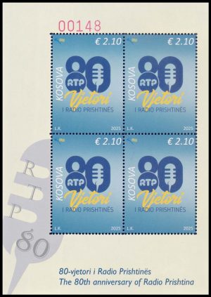 KOSOVO/SELLOS, 2025 - 80 ANIVERSARIO DE RADIO PRISHTINA - YV 503 - HOJITA - MINT